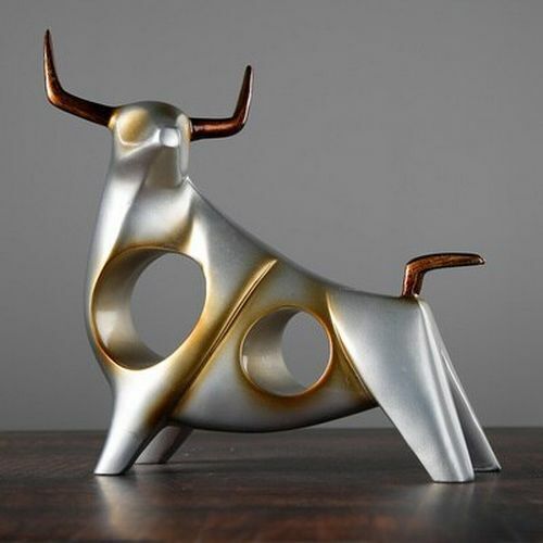 Cattle Statue Ox Bull Sculpture Home Decor Living Room Art Cow Animal Abstract 