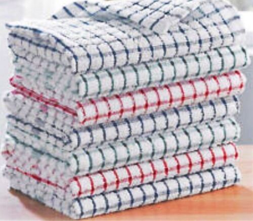 100% Cotton Terry Tea Towels Set Kitchen Dish Cloths Cleaning Drying Multi Pack 
