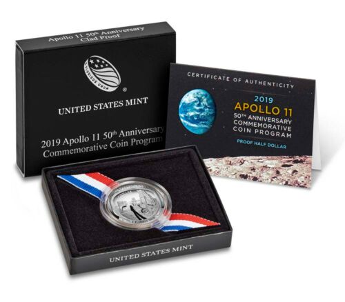 Details about   2019 Apollo 11 Clad Proof US Half Dollar Commemorative CURVED 50c Coin Box & COA 