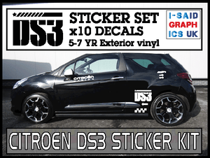 X10 CITROEN DS3 RACING GRAPHICS STICKER SET RALLY DECALS KIT white vinyl