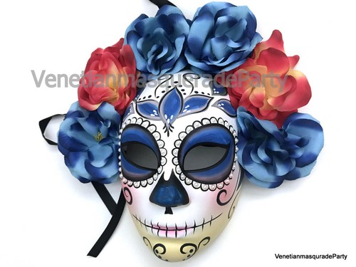 Full Face Flower Masquerade Ball Mask Day of the Dead Costume Party Wall Deco