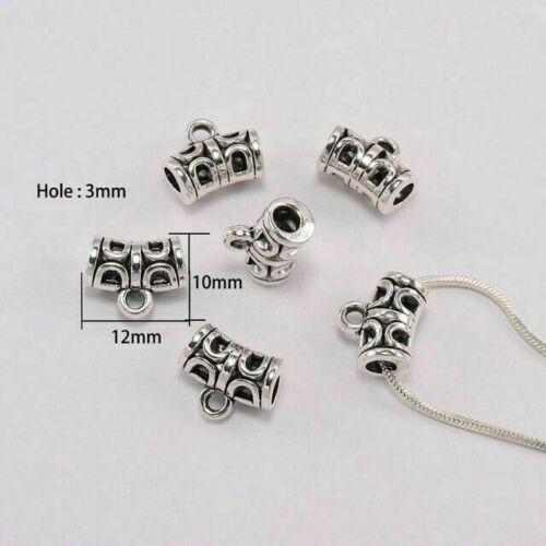20pcs Antique Silver Clip Bail Beads Pendant Clasp Jewelry Necklace Connector #F 