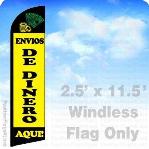 Windless Swooper Flag Feather Banner Sign 2.5x11.5' yf ENVIOS DE DINERO AQUI 