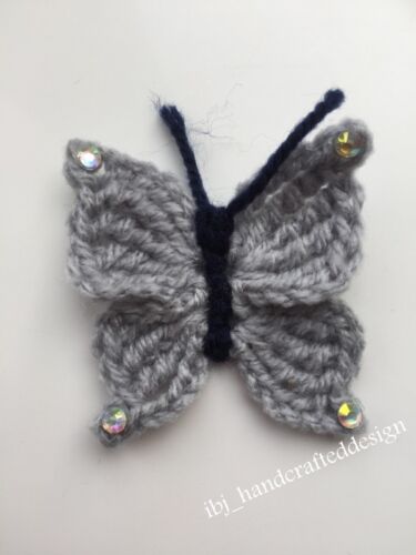 2HANDMADE CROCHET ACRYLICS BUTTERFLIES APPLIQUE SEWING BABY TRIMMING CLOTHES