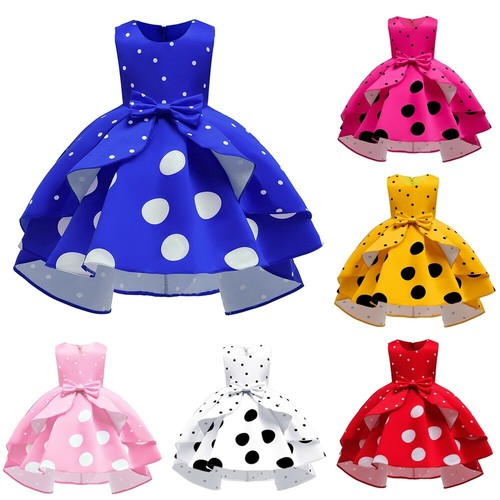 Girls Party Polka Dot Princess Dress Wedding Flower Girl Kids Dresses Xmas Gifts