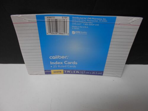 3 packs Caliber Ruled Index Cards 5/" x 8/"  #498//401 25 cards per pack