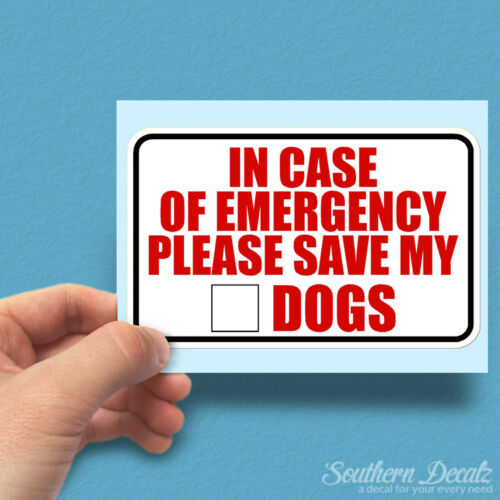 Emergency Alert Save Dogs - Vinyl Decal Sticker - c1 - 6&#034; x 3.75&#034;