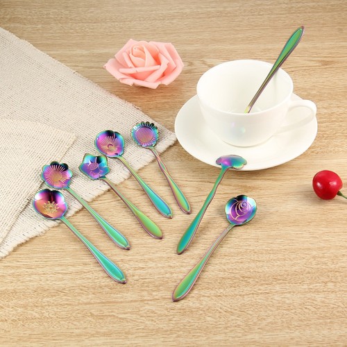 8 en acier inoxydable fleur style café Agitateur cuillères à dessert Cuillères vaisselle