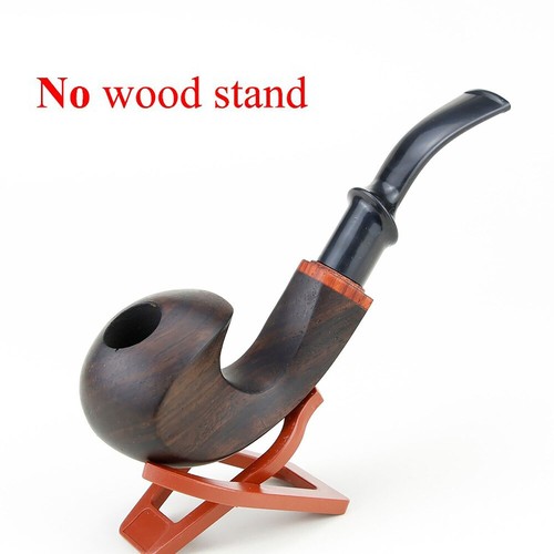 Ebony Wooden Smoking Pipe 9mm Handmade Bent Wood Tobacco Pipes Natural Filter
