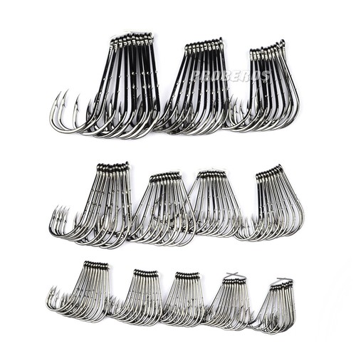 100pcs Fishing Hook 6#-6//0# Fish Hook Baitholder Jig Big High Carbon Steel Hooks