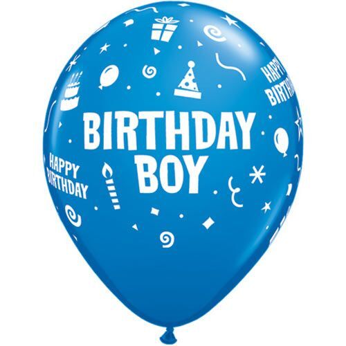 11" BIRTHDAY BOY PARTY BALLOONS HELIUM QUALITY LATEX BLUE 6 PRINTED 17290 qual 