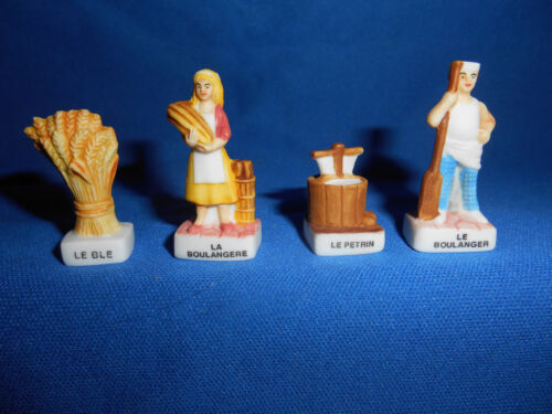 BAKER BREAD Making BAKERY Baking Set of 10 Mini Figurines FRENCH Porcelain FEVES