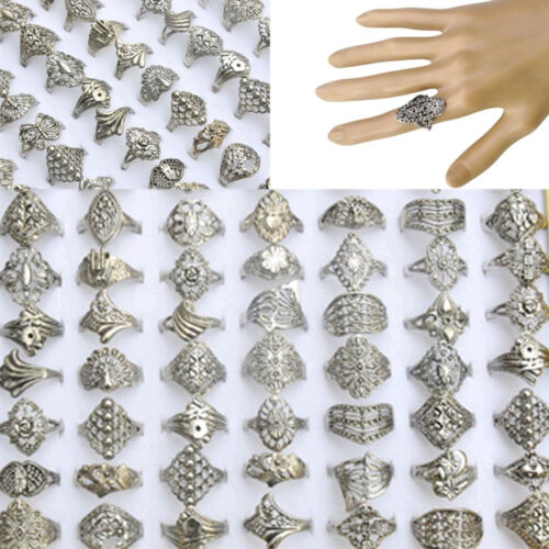 20PCS Wholesale Lots Jewelry Mixed Style Tibet Silver Vintage Rings Free Ship