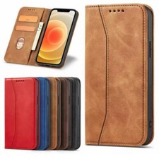 ECHT LEDER HANDYHÜLLE MAGNET ETUI CASE SCHUTZ HÜLLE WALLET FLIP BOOK HANDYTASCHE