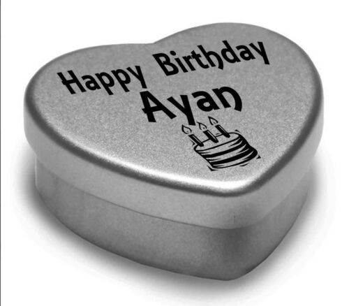 Feliz Cumpleaños Ayan Mini Corazón Lata Regalo presente para Ayan Con Chocolates
