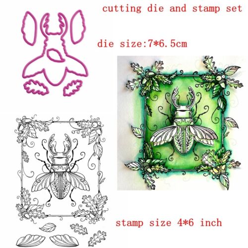 Insect Fish Nature Metal Cutting Die and Clear Stamp Set Album Stencil Embossing 
