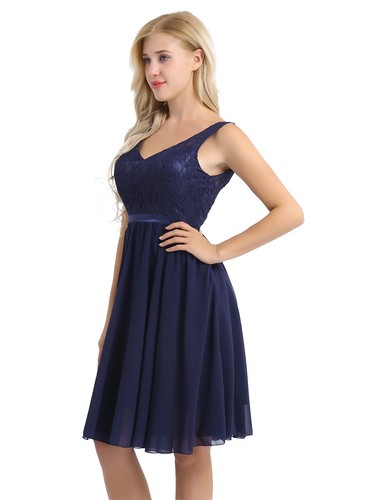 Formal Women Chiffon Criss-Cross Short Mini Dress Cocktail Evening Party Prom