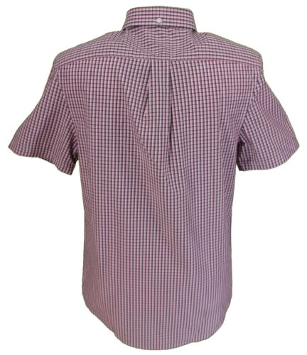 Farah Mens Pink/Grey Check 100% Cotton Short Sleeved Shirt 