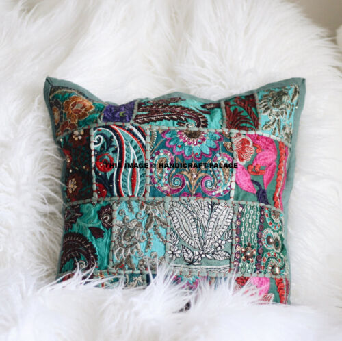 Indian Handmade Khambodia Patchwork Cushion Cover Decor Sofa Pillow Case 16" 