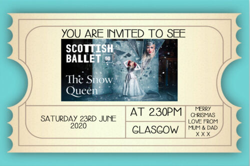 Novelty Ticket Invite inc Envelopes Personalised The Snopw Queen Ballet Mock