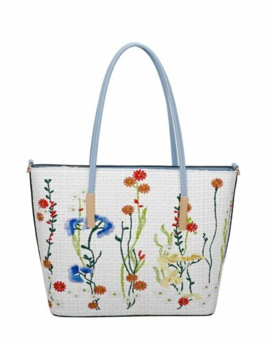 Women/'s Large Floral Pattern Embroidered Crochet Shoulder Strap Tote Hand Bag
