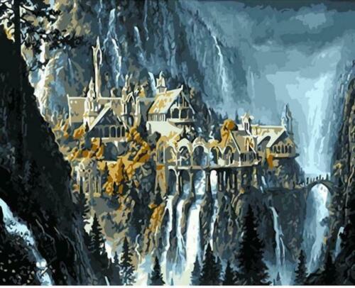 LOTR Waterfall City Paint By Number Kit DIY Painting Beginners Adults Kids