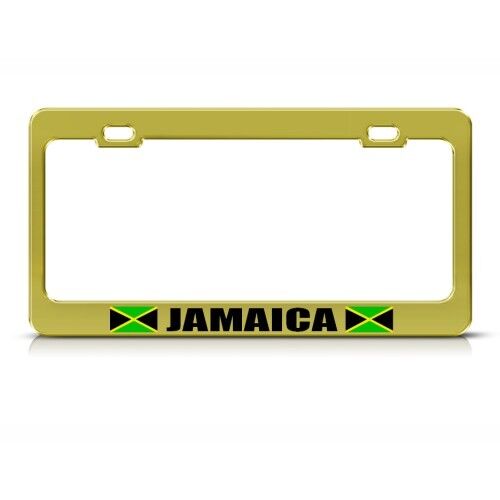 JAMAICA JAMAICAN FLAG GOLD License Plate Frame Tag Holder 