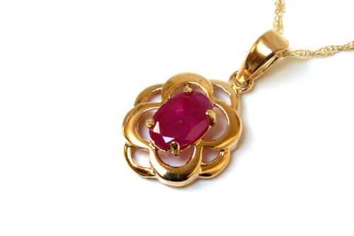 9ct Gold Ruby Pendant and Chain Celtic Necklace Gift Boxed Made in UK 