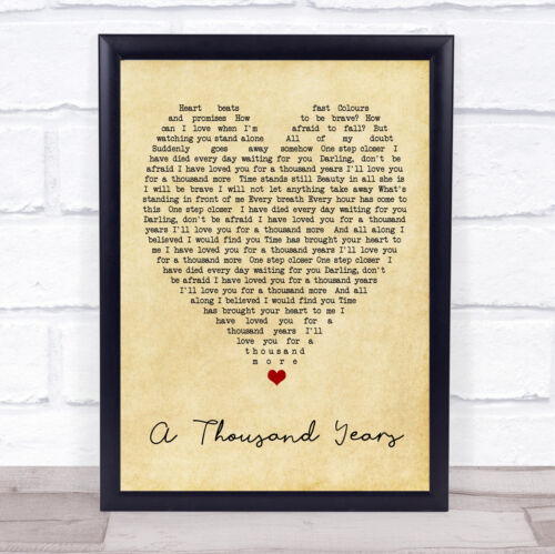 A Thousand Years Vintage Heart Quote Song Lyric Print