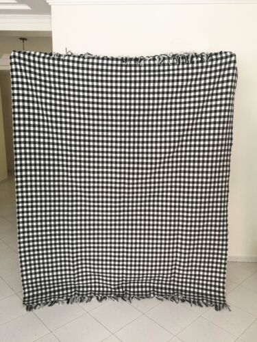 Merino Wool Black//White Checkerboard 7/'x6/' MOROCCAN HANDWOVEN THROW BLANKET