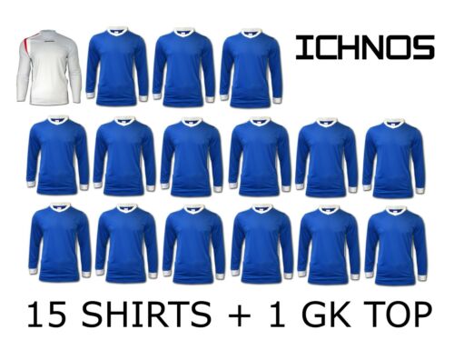 15 Joueurs 1 GK Haut Ichnos Bleu Adulte MATCH JOUR Team Kit Football Shirts