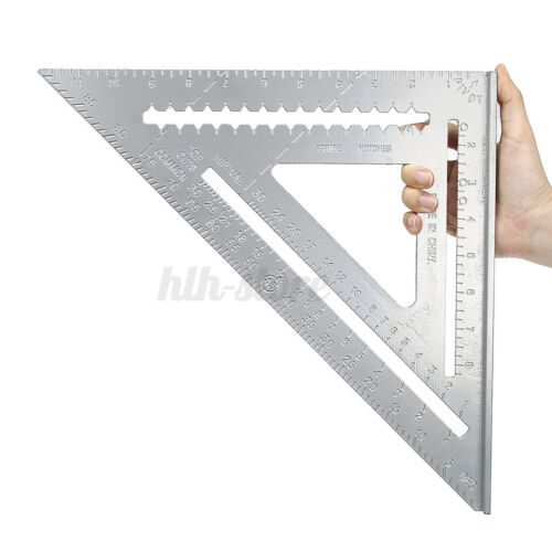 12" Aluminum Alloy Triangle Ruler Square Quick Roofing Rafter Measuring Guide 