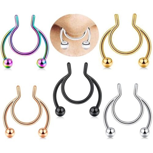 5Pcs Fake Septum Piering Nose Rings Faux Nose Septum Ring Non Piercing Clip On 