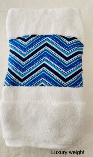Black/White/Blue geometric  zig zag Details about   Luxury hand Towel White 