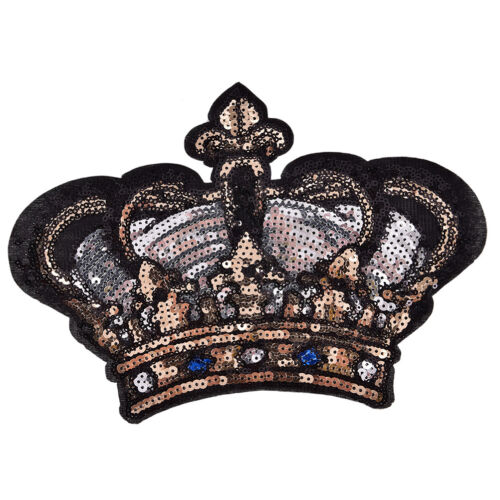 Große Krone Patch Abzeichen Cartoon Pailletten Eisen Nähen Kleidung Aufklebe  X 