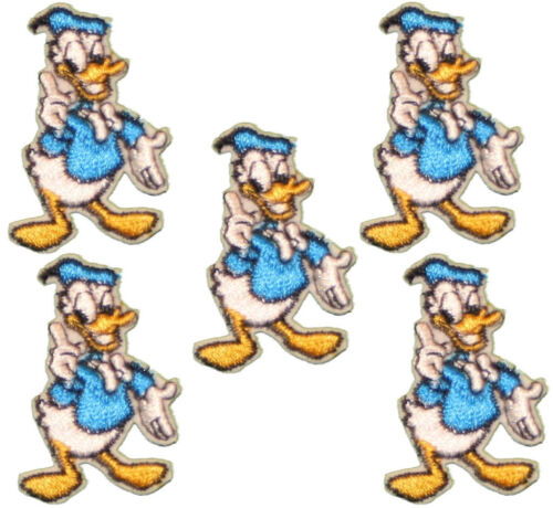 Lot of 5 Donald Ducks Iron On Patches 1.25 X 2.125 embroidered Disney Logo Small 
