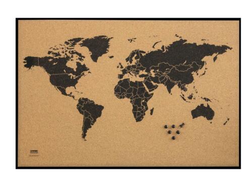60 x 40cm Größe Kork Pinnwand mit Weltkarte 