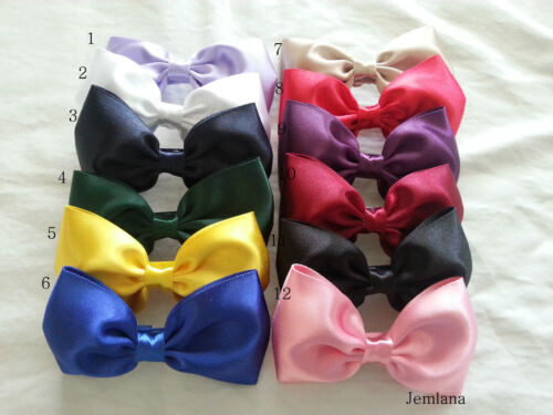 Good Size Bow Jemlana's handmade school Satin hair ties for girls.