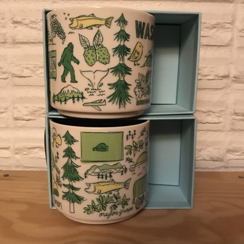 2x YAH Starbucks Been There Coffee Cup Oregon /& Washington You Are Here mugs