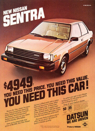 Classic Vintage Advertisement Ad PE101 1982 Nissan Sentra Sedan 