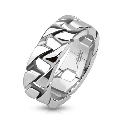 Anillo de acero inoxidable señores tanques cadenas-Design masivamente Biker brillante banda pulido anillo 