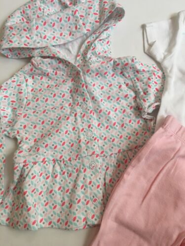 Carters Baby Girl Hoodie Cardigan Bodysuit Pants Size 3 6 9 Months Pink Layette
