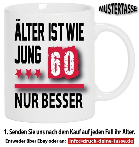 Tasse weiss Geburtstag 25 Motive 18 20 30 40 50 60 70 80 Jedes Alter 1-100