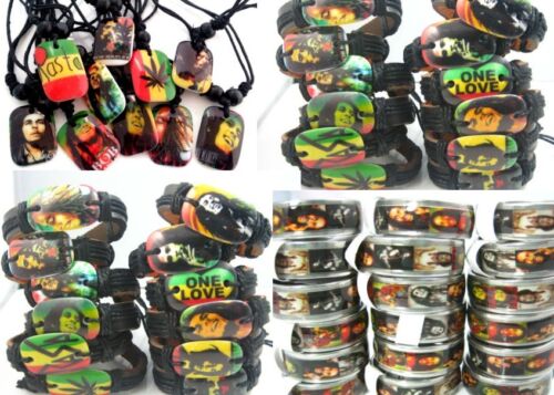 Neuf 30 en 1 Bob Marley Rasta Jamaïque Reggae Mixte Bagues Colliers Bracelets 