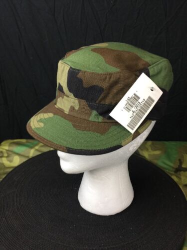 US MILITARY ARMY BDU CAP HAT WOODLAND CAMOUFLAGE NEW SIZE 7-1//8  8415013937820
