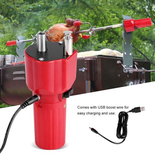 DC 5V Barbecue Rotator Battery Motor Grill BBQ Roast Bracket with USB Boost Wire