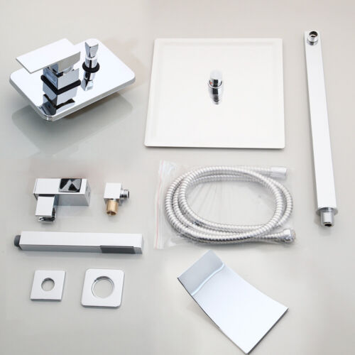 8”10“12”16“ LED Bathroom Rainfall Shower Kit Mixer Wall Mount Taps Chrome Faucet