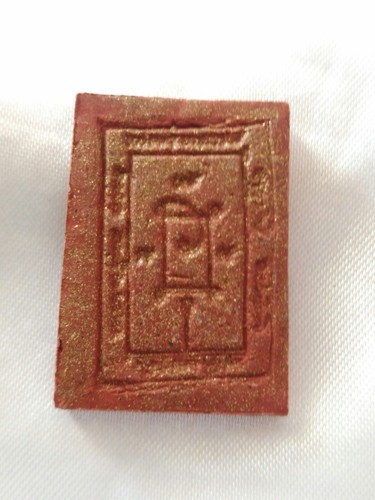 Phra Holy powder LP Dang Thai Monk Famous Yant Amulet Life Protection brown