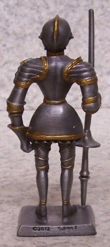 Figurine Medieval Knight Armor Spanish with Lance NEW pewter 4" with gift box 