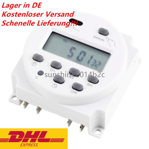 Neu Digital LCD Zeitschaltuhr AC 12V 16A programmierbar Timer Schalter Zeit 9Y 